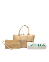 Pre-Loved by Azura Reborn - Pre-Loved Small Suede and Shearling Maxi Intrecciato Arco Tote
