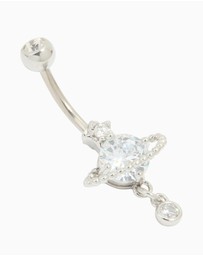 Lovisa - Titanium Cubic Zirconia Planet Belly Bar
