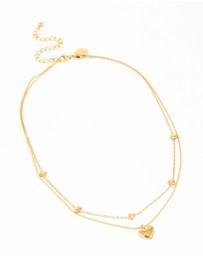 Lovisa - Waterproof Gold Plated Stainless Steel Heart Pendant Layered Necklace
