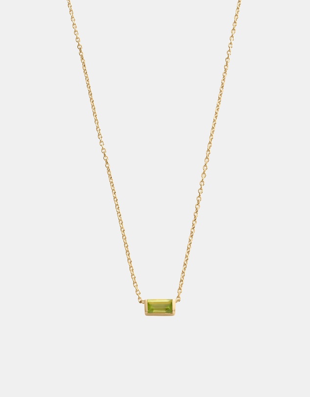 Kirstin Ash - Baguette Birthstone Necklace August Peridot