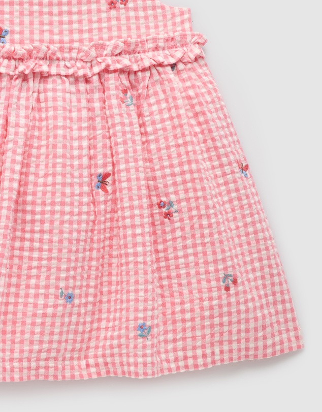 Purebaby - Gingham Embroidered Pinnie-Kids-Babies