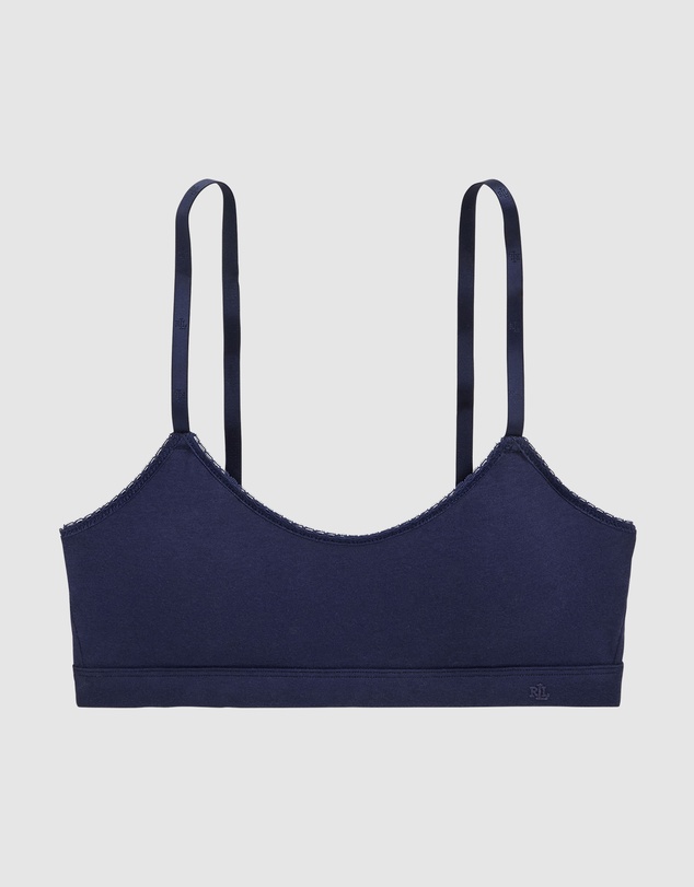 Lauren by Ralph Lauren - Cotton & Lace Wirefree Unpadded Scoop Neck Bralette