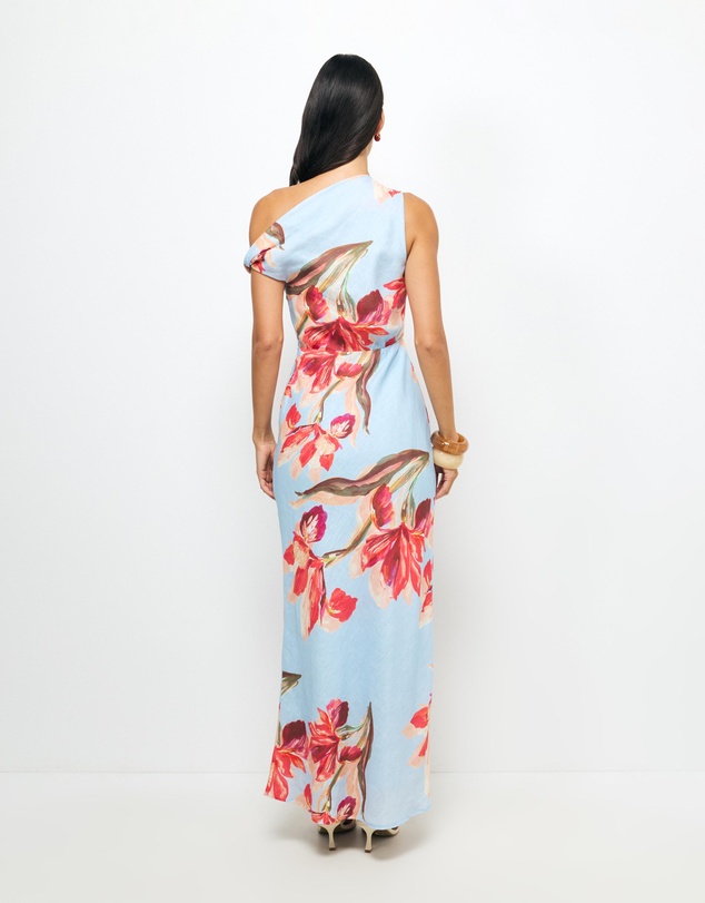 AERE - Liore Linen Draped Off Shoulder Maxi Dress