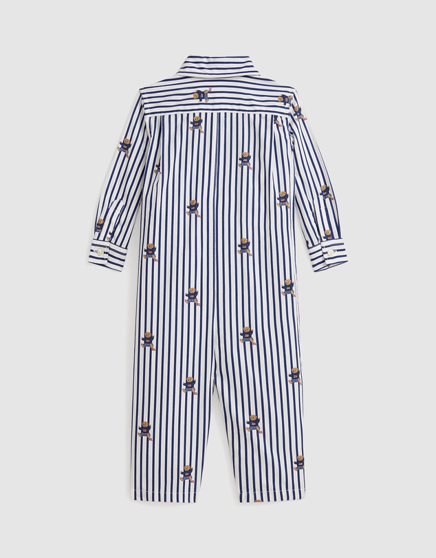 Polo Ralph Lauren - Polo Bear Striped Cotton Poplin Coverall - Babies