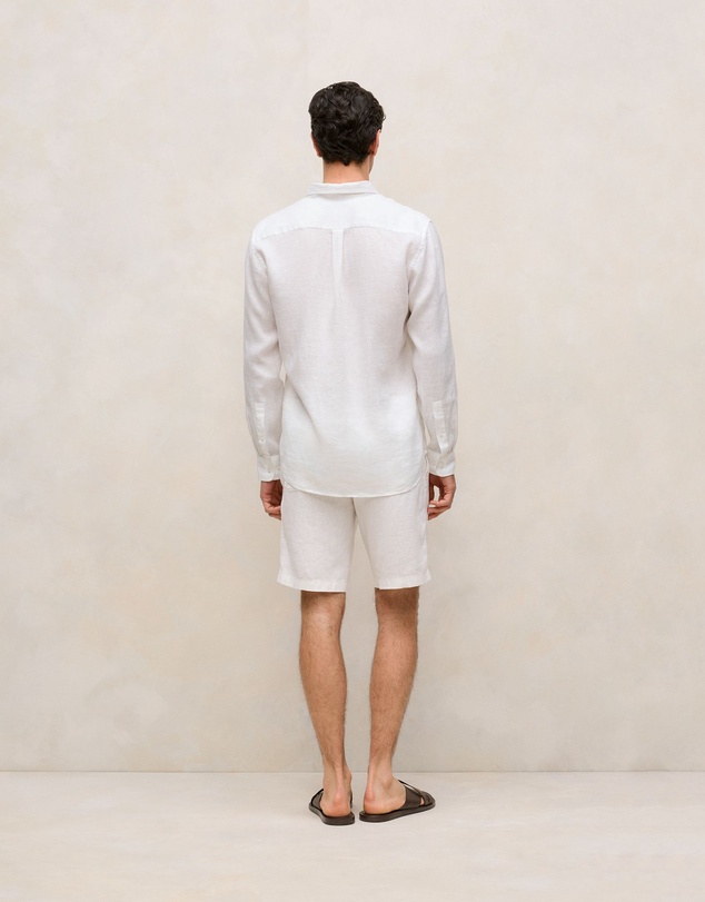 Trenery - Regular Fit Linen Long Sleeve Shirt in White