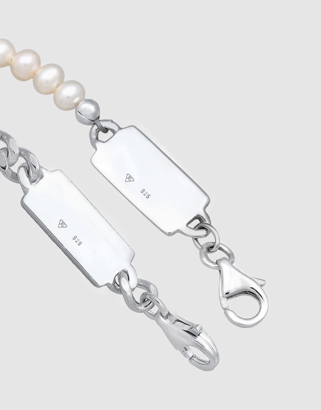 Kuzzoi - ICONIC EXCLUSIVE - Curb Chain and Pearl Bracelet Set in 925 Sterling Silver