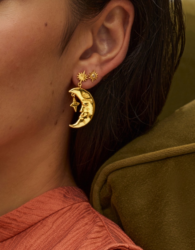 Ottoman Hands - Moonstone Star Stud Earrings