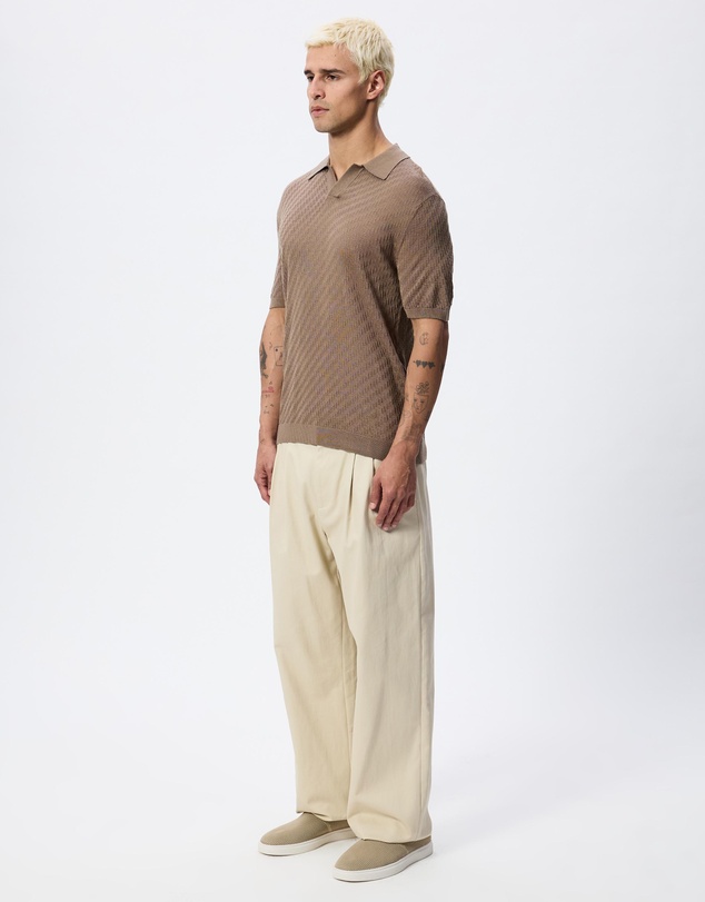 Emporio Armani - Polo-Collar Link Stitch Plain Knit Jumper