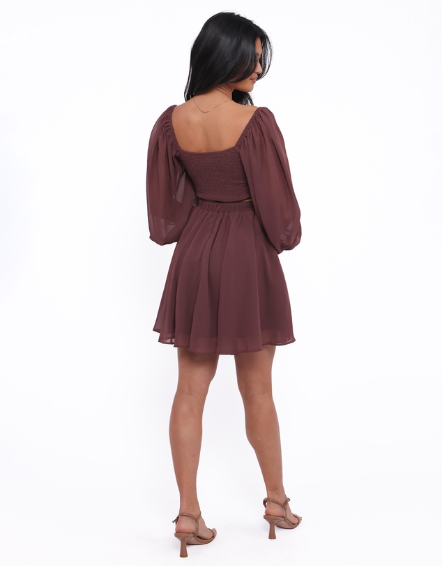 Petal & Pup - Katniss Long Sleeve Mini Dress - Chocolate