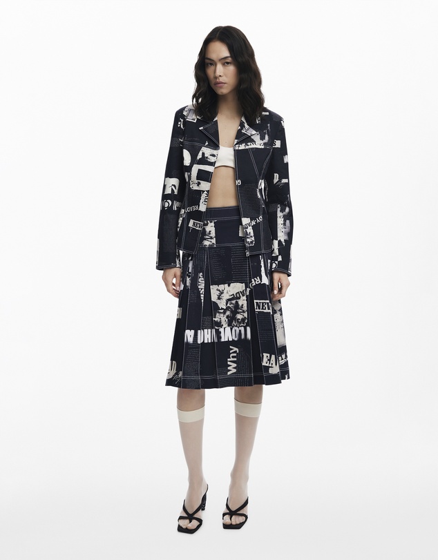 Desigual - Midi Skirt With Newspaper Pleats