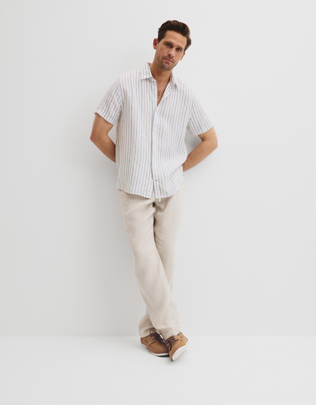 Country Road - Organically Grown Linen Short Sleeve Stripe Shirt