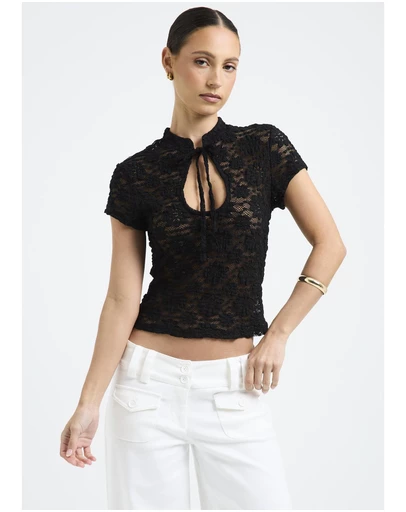 Alice In The Eve - Naomi Satin Lace Halter Top