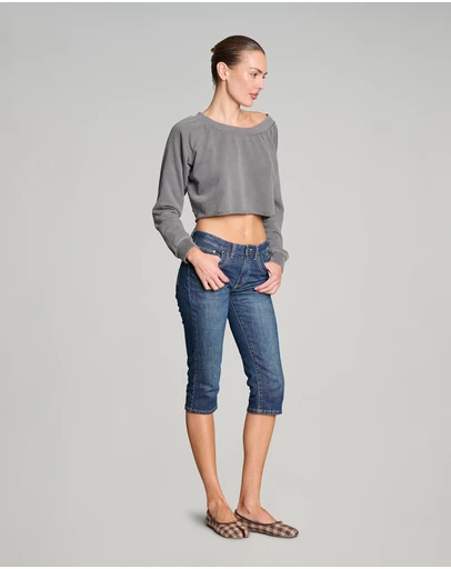 Love and Nostalgia - Weekender Crop Sweat - Pigment Black