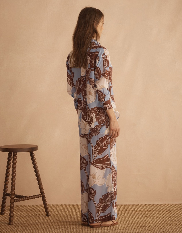 AUR OCEA - Silk Gathered Wide Leg Pants