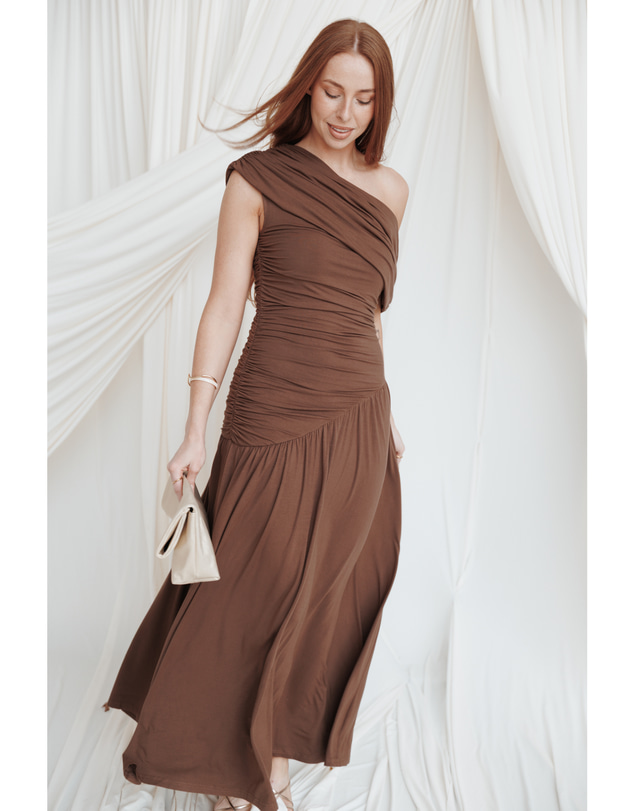 Petal & Pup - Sharmay Off Shoulder Maxi Dress - Brown