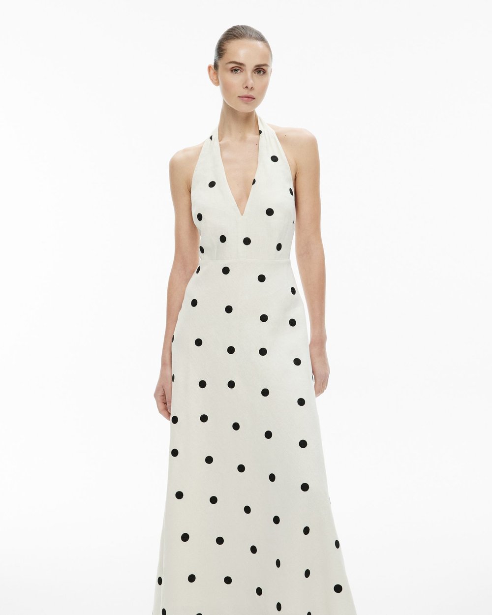 witchery spot halter dress in blush Maxi by Online | THE ICONIC Fitted Through Hips