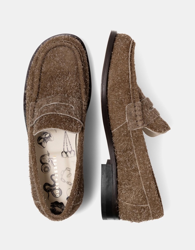 Duke + Dexter - Willis Khaki Hairy Suede Penny Loafers