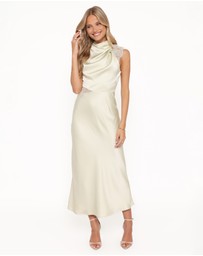 Petal & Pup - Anabelle Halter Neck Lace Maxi Dress - Sage Green