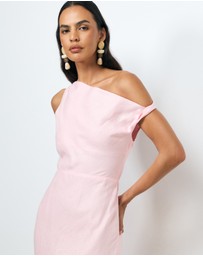 AERE - Fia Linen Draped Off Shoulder Maxi Dress