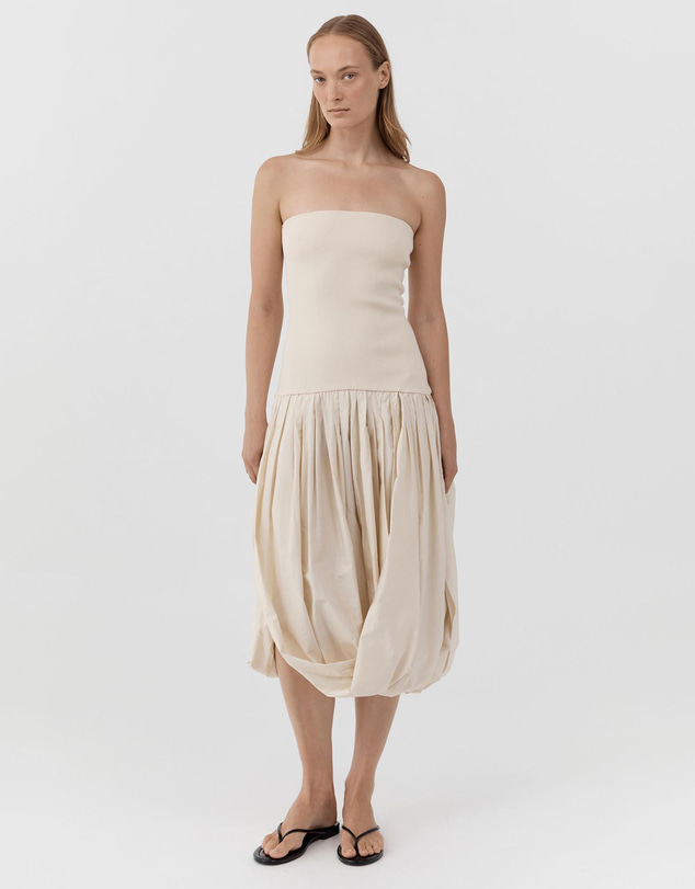 St. Agni - Raw Silk Asymm Balloon Dress