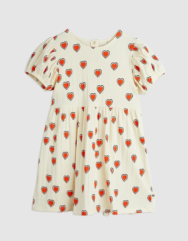 Mini Rodini - Outlined Hearts AOP Short Sleeve Dress - Kids-Teens