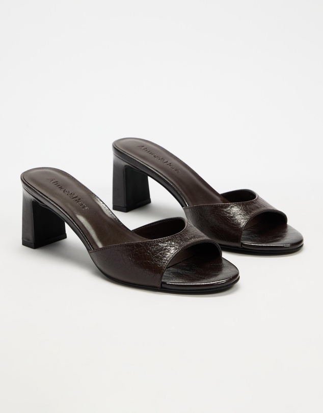 Atmos&Here - Hazel Crinkle Leather Peep Toe Heels