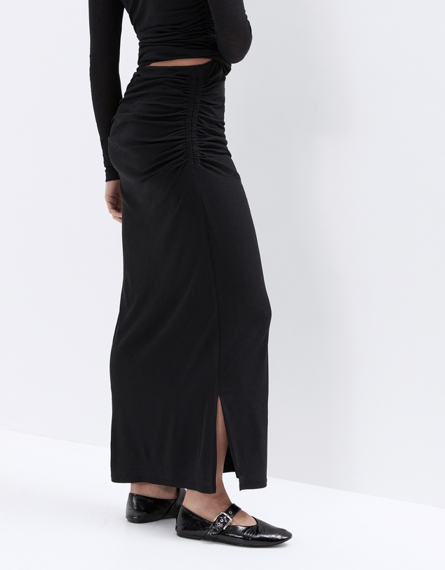 UNISON - Ruched Mesh Maxi Skirt