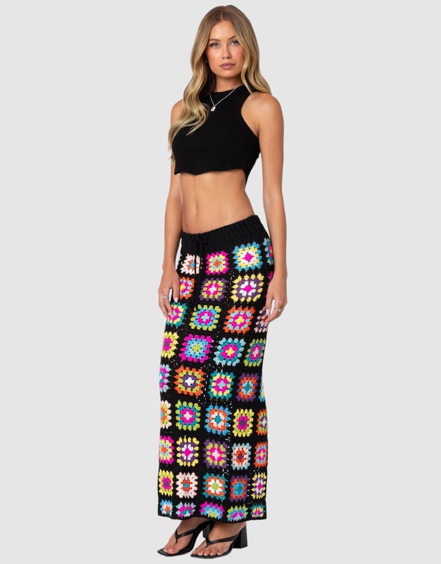 EDIKTED - Patchwork Crochet Maxi Skirt