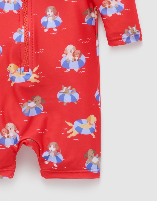 Purebaby - Printed Long Sleeve Rashie Sunsuit- Kids-Babies