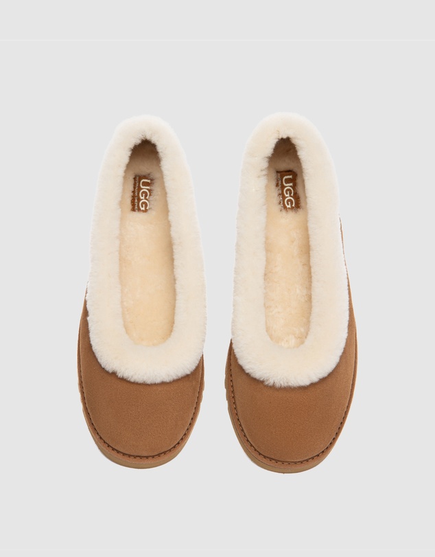 EVERAU - Australian Shepherd Ugg Milea Cow Suede Upper Loafer Oxfords Flats