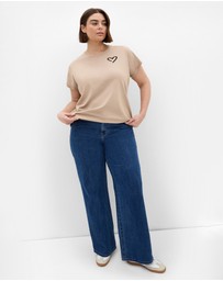 City Chic - Plus size Davina Cotton Tee - stone