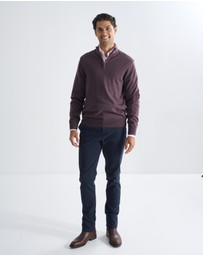3 Wise Men - 3 Wise Men Harvey Zip Neck Merino Knit - Merlot