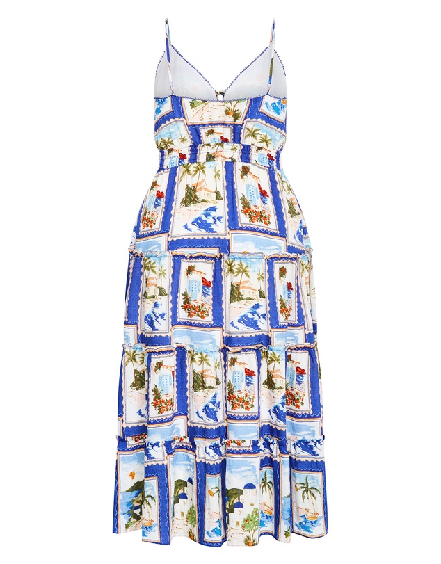 City Chic - Aiza Postcard Print Maxi Dress