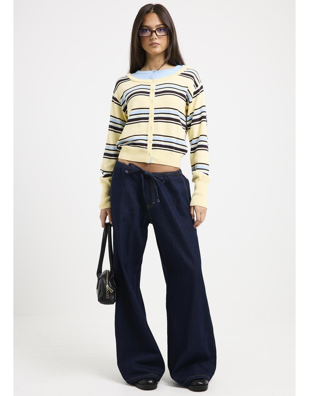Subtitled - Carmen Draw Cord Wide Leg Denim Jeans