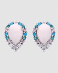 Georgini - GEORGINI WISTERIA CREATED OPAL FLORIBUNDA STUD EARRINGS SILVER
