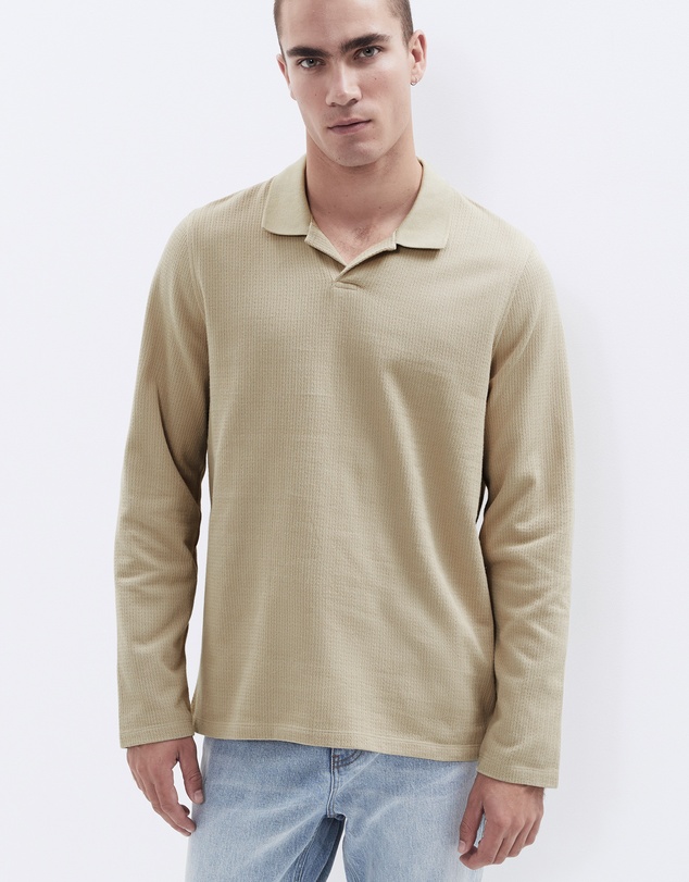 UNISON - Herringbone Textured L/S Polo