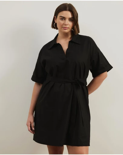 Atmos&Here Curvy - Britt Linen Blend Belted Mini Dress