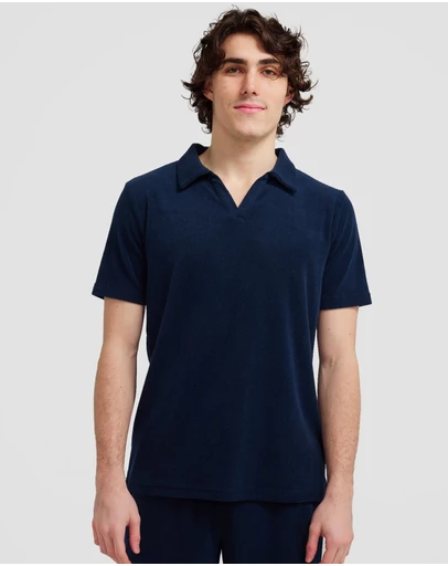Vacay Swimwear - Navy Terry Polo