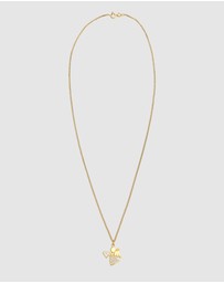 Elli Jewelry - Necklace Angel Heart Talisman Symbol with Zirconia Crystals in 925 Sterling Silver Gold Plated