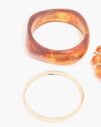 Lovisa - Gold & Brown Acrylic Brown Bangles 3-Pack
