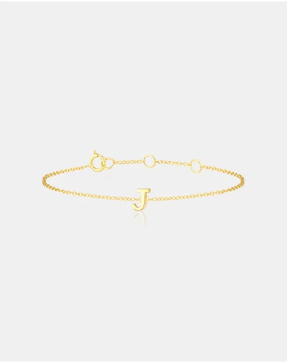 The Silver Collective - Children's A-Z Letter Bracelet - J