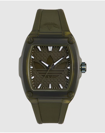 adidas Originals - City Tech Five Crystal 44mm Green Resin Strap Watch