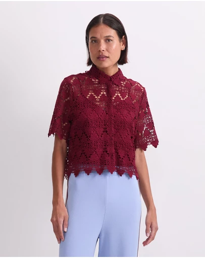 Sportscraft - Ariana Lace Cropped Shirt