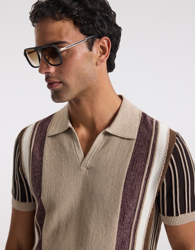 Calibre - Multi Stripe Knit Polo Natural