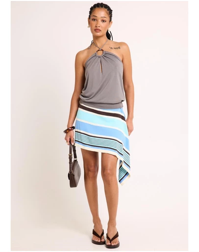Subtitled - Nahla Striped Asymmetrical Skirt