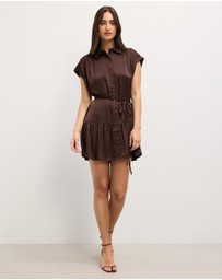The Fated - Bryne Mini Satin Shirt Dress