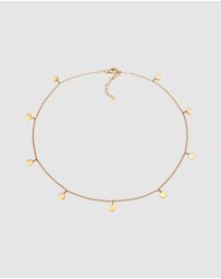 Elli Jewelry - Necklace Choker Plate Pendant Boho Style in 925 Sterling Silver Gold Plated