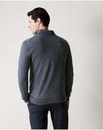 Trenery - Merino Half Zip Knit in Slate Blue