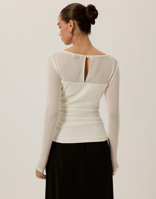 Tussah - Amelia Sheer Panel Gathered Long Sleeve Top