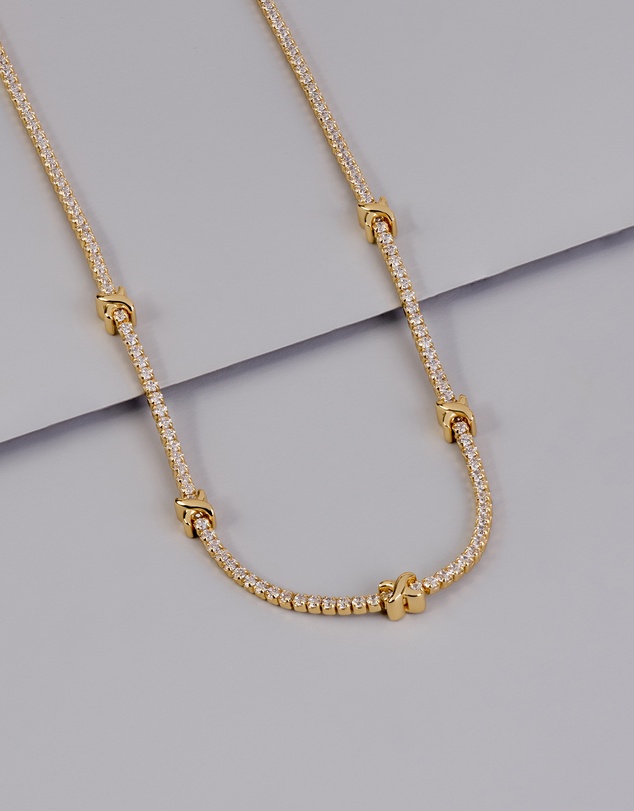 Wanderlust + Co - Pave 14K Gold Vermeil Petite Tennis Necklace